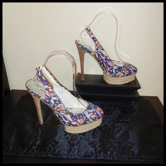 Lulu Townsend Shoes - Lulu Townsend Fabric Slingbacks
